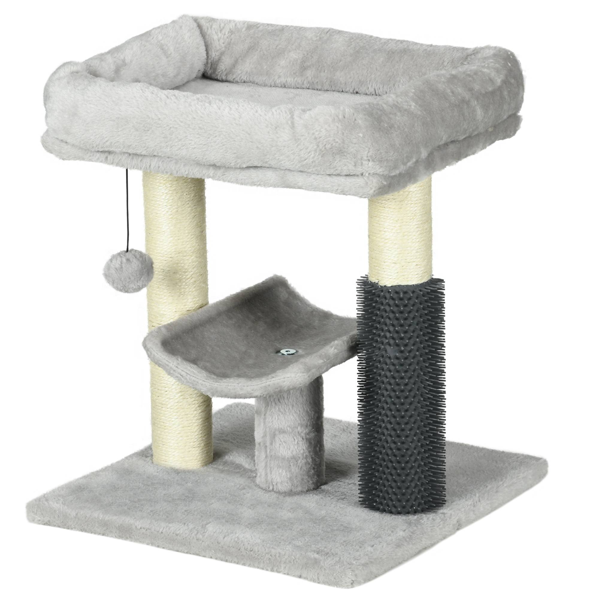 Arbre à chat avec couchage, perchoir, griffoir en sisal et système autonettoyant, design moderne et compact, 40 x 40 x 48 cm, gris - Image 2