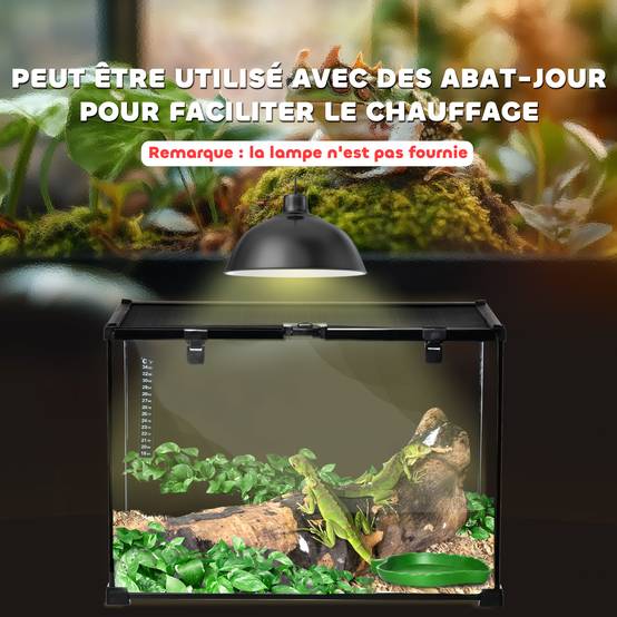 Vivarium Reptiles Verre Habitat Empilable Ventilation Optimale 50x30x35cm Noir - ComfortXL Outdoor Living - Image 10