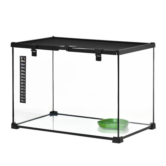 Vivarium Reptiles Verre Habitat Empilable Ventilation Optimale 50x30x35cm Noir - ComfortXL Outdoor Living - Image 2
