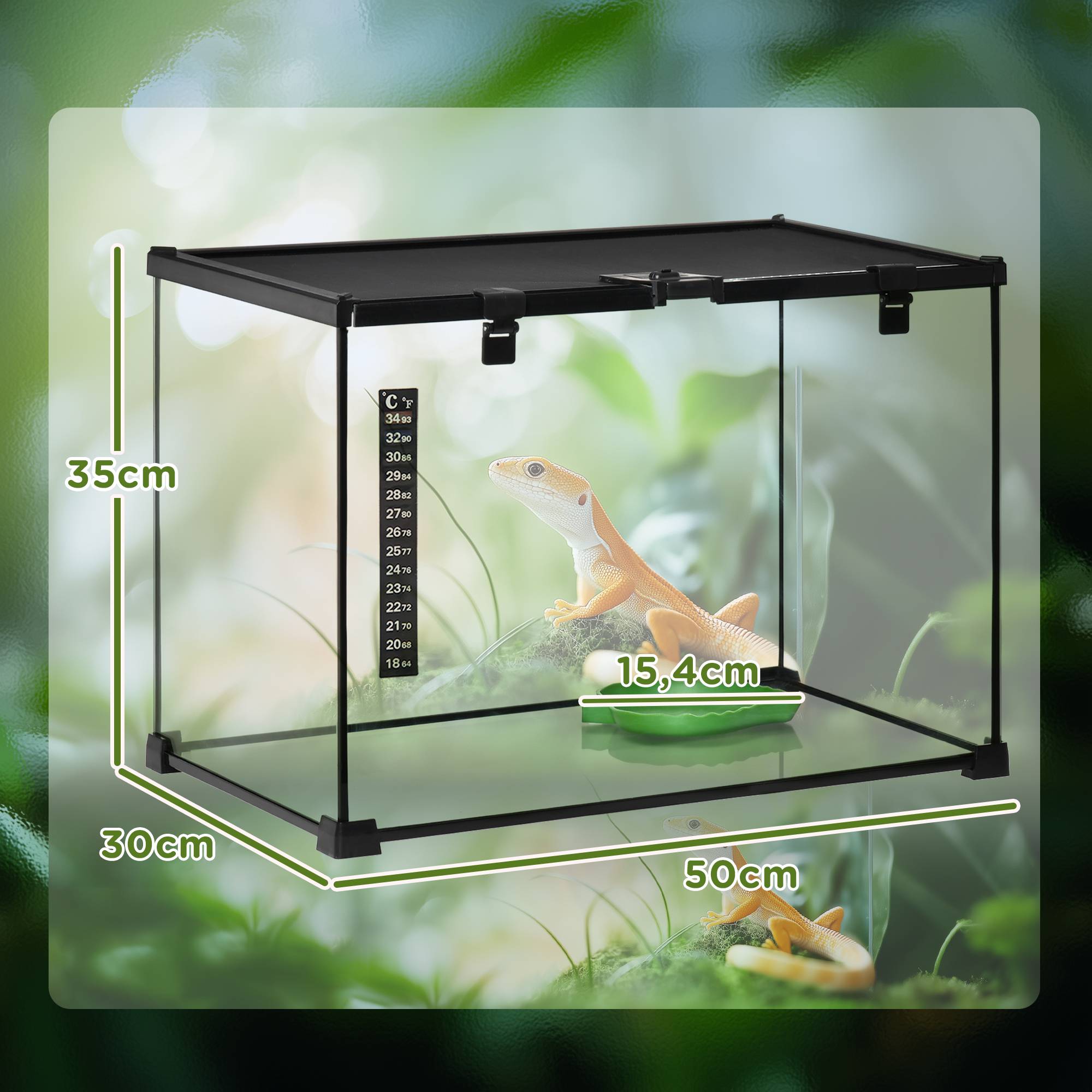Vivarium Reptiles Verre Habitat Empilable Ventilation Optimale 50x30x35cm Noir - ComfortXL Outdoor Living - Image 5