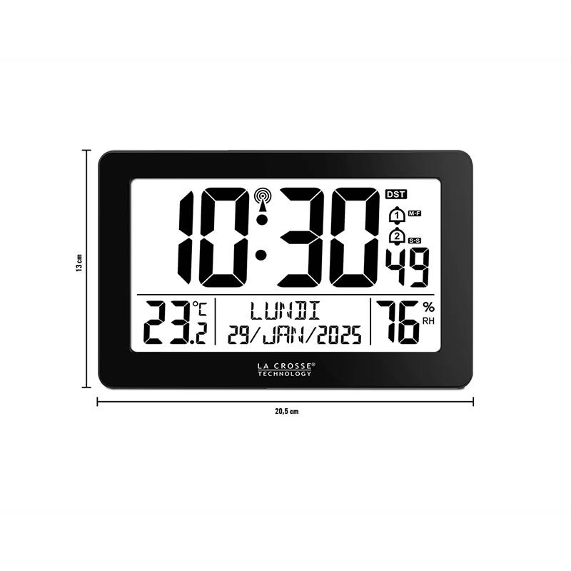 La Crosse Technology - Horloge murale radio pilotée WS8008 Noir - Image 2