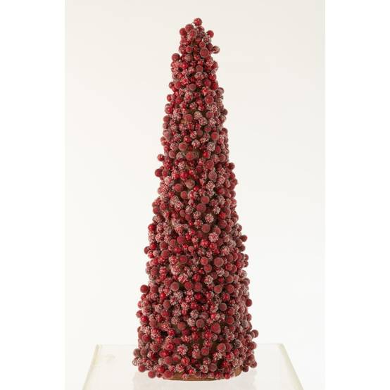 Cône de Noël de baies en résine rouge 19x19x61 cm - J-Line
