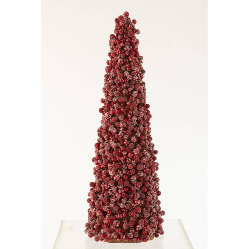 Cône de Noël de baies en résine rouge 19x19x61 cm - J-Line