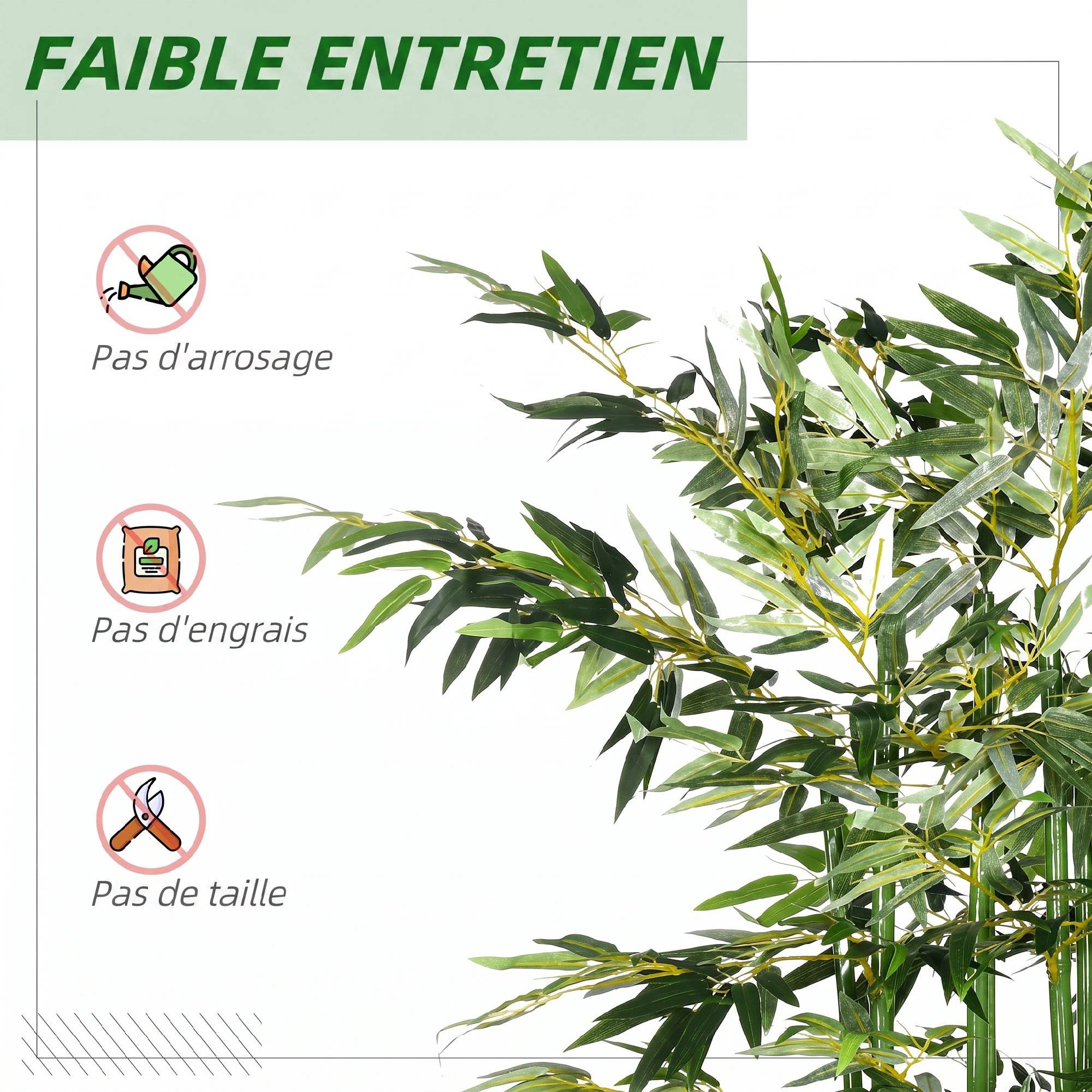 ComfortXL - Bambou artificiel en polyester et bambou 180 cm vert avec pot en pin pour salon ou bureau sans entretien - Image 5