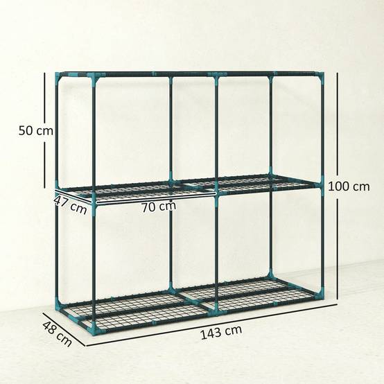 Support plantes 3 niveaux acier balcon optimisation espace 143x48x100cm vert foncé - ComfortXL Outdoor Living - Image 5