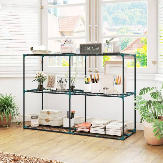 Support plantes 3 niveaux acier balcon optimisation espace 143x48x100cm vert foncé - ComfortXL Outdoor Living - Image 10