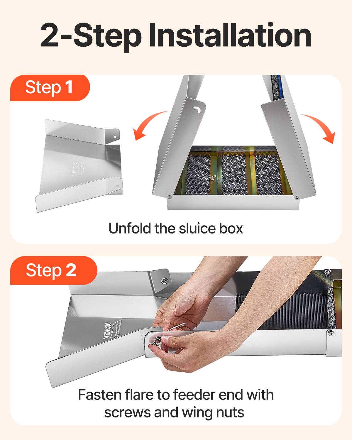 VEVOR Rampe d'orpaillage pliante 127cm alu, kit portable avec tapis, pour prospection or, rivière. - Image 4