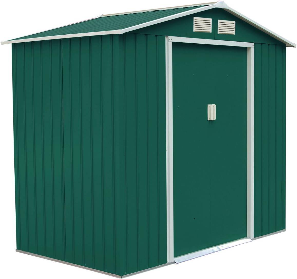 Abri de jardin remise de stockage avec porte coulissante et 2 fenêtres 213 x 127 x 185 cm