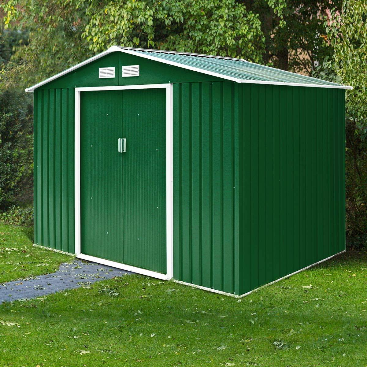 Abri de jardin remise de stockage avec porte coulissante et 2 fenêtres 213 x 127 x 185 cm - Image 2