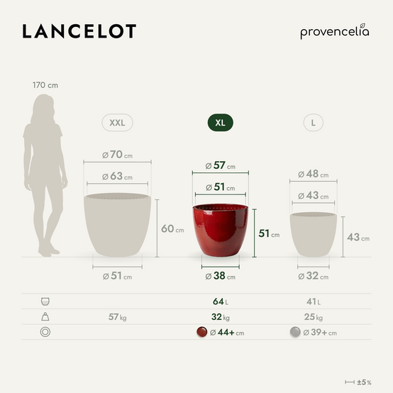 Provencelia - Pot LANCELOT 58x51cm rouge tropical - Image 2