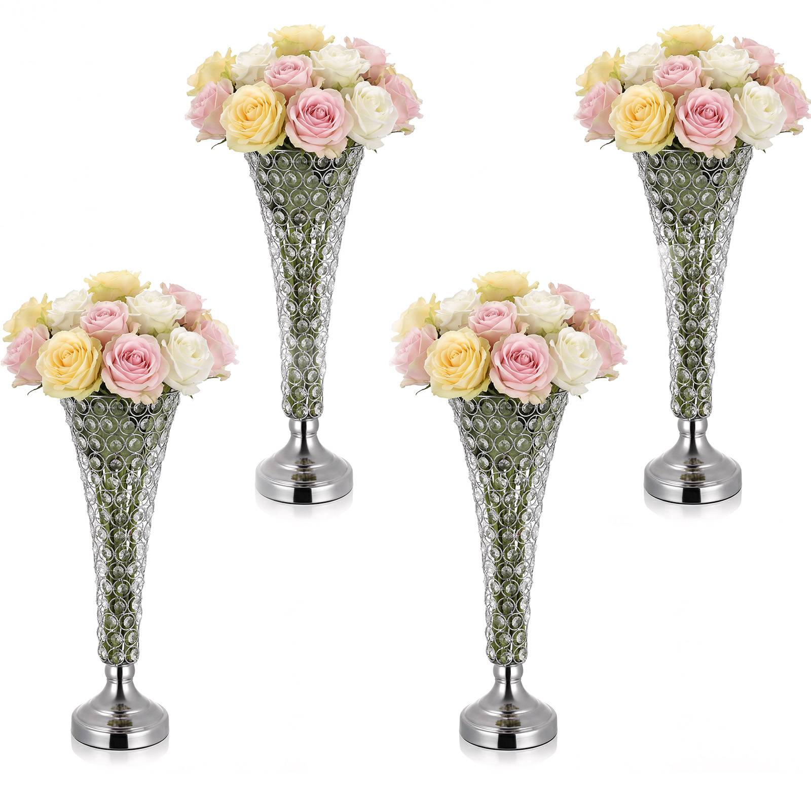 Vevor - VEVOR Vase Mariage Centre de Table Métal 51 cm 4 PCS Argenté avec Perles Cristal - Image 1