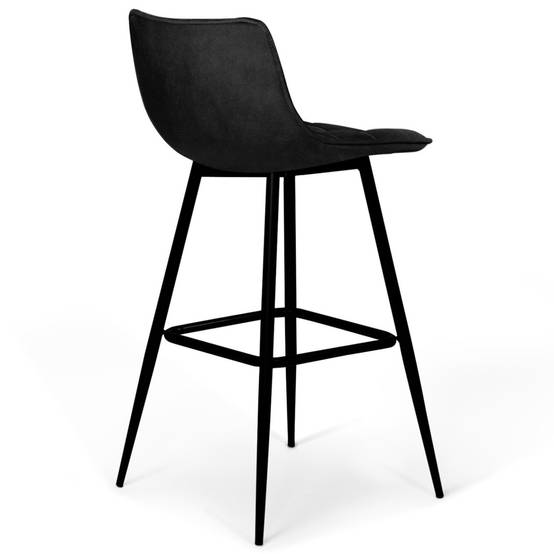 Lot de 4 tabourets de bar MADY en velours noir - Image 4
