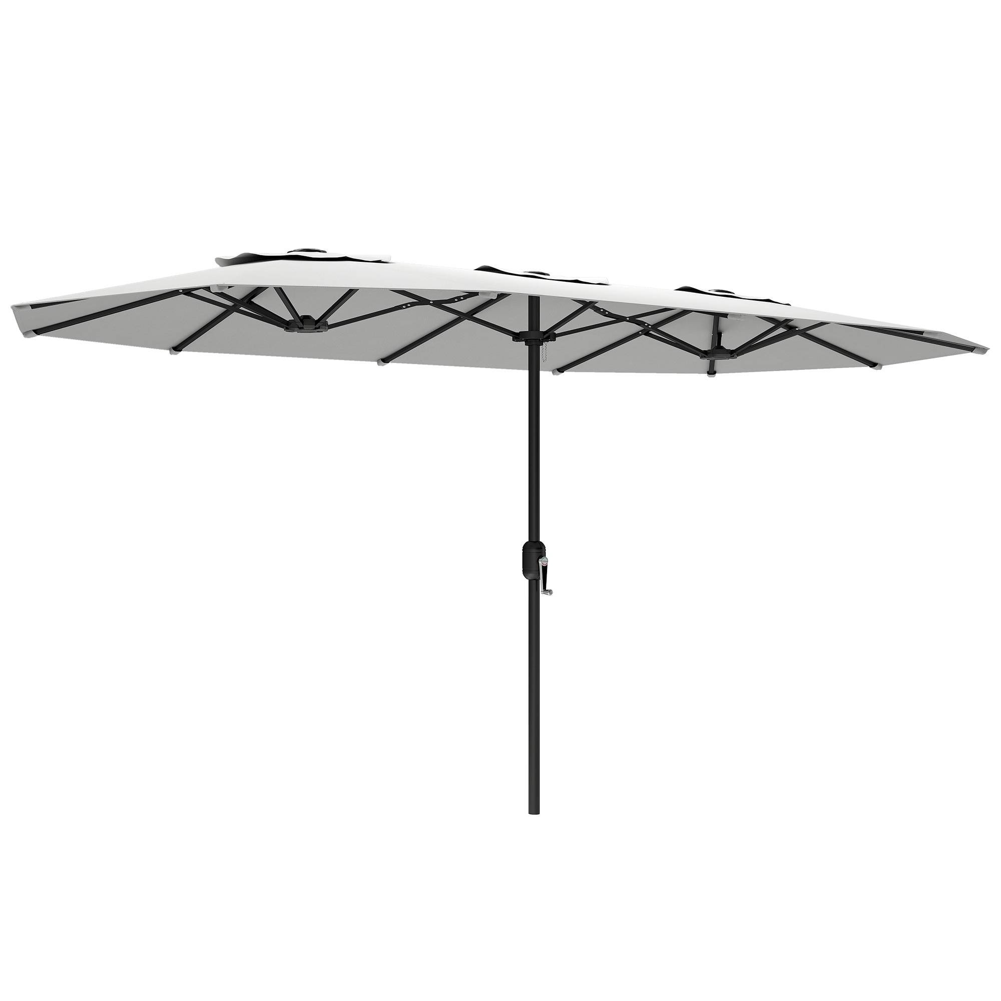 Parasol double de jardin 4,6 x 2,6 m avec manivelle, protection UV50+, housse imperméable blanche - Image 1
