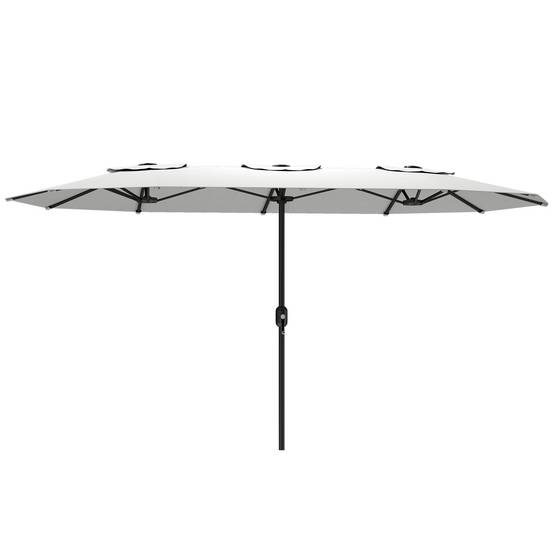 Parasol double de jardin 4,6 x 2,6 m avec manivelle, protection UV50+, housse imperméable blanche - Image 2