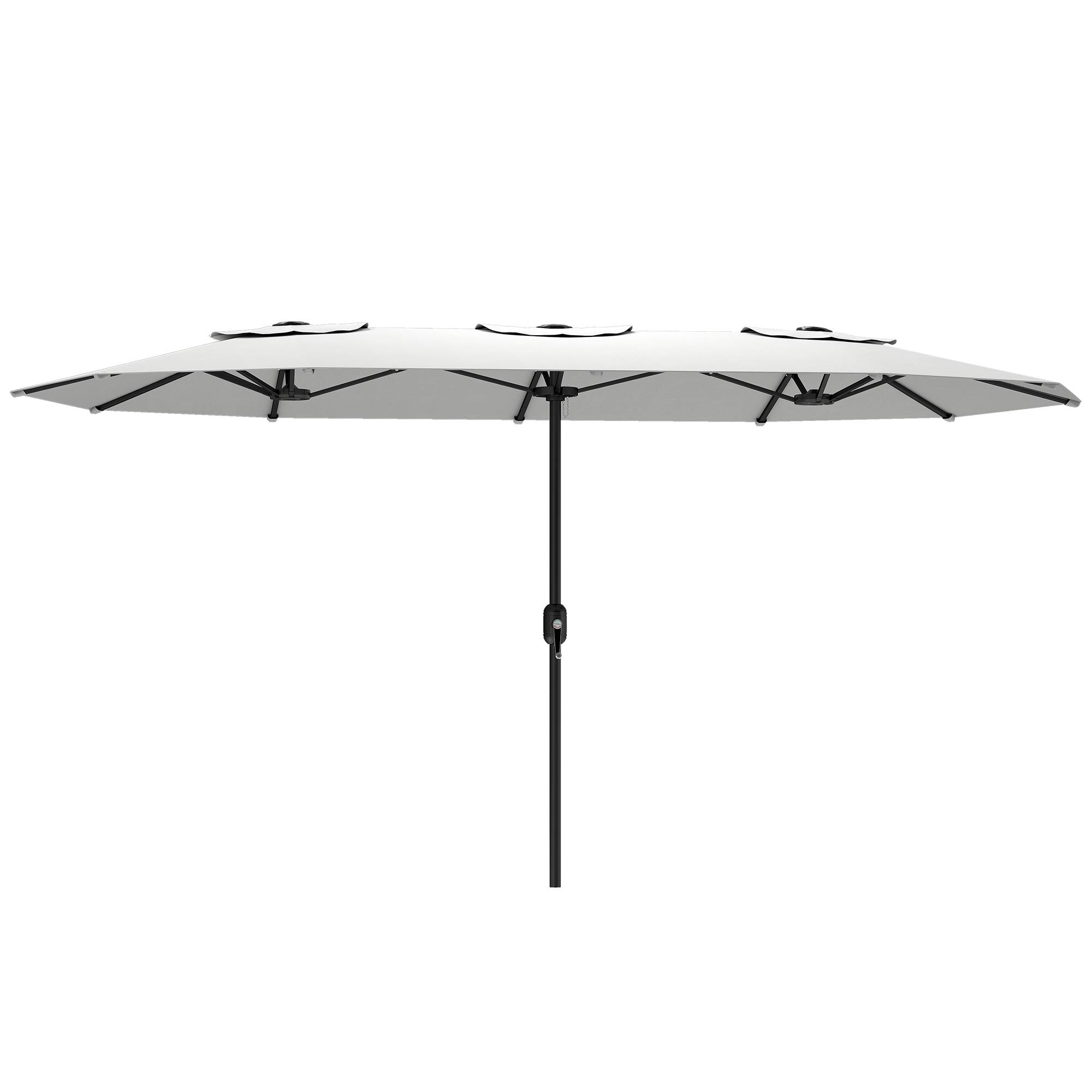 Parasol double de jardin 4,6 x 2,6 m avec manivelle, protection UV50+, housse imperméable blanche - Image 2