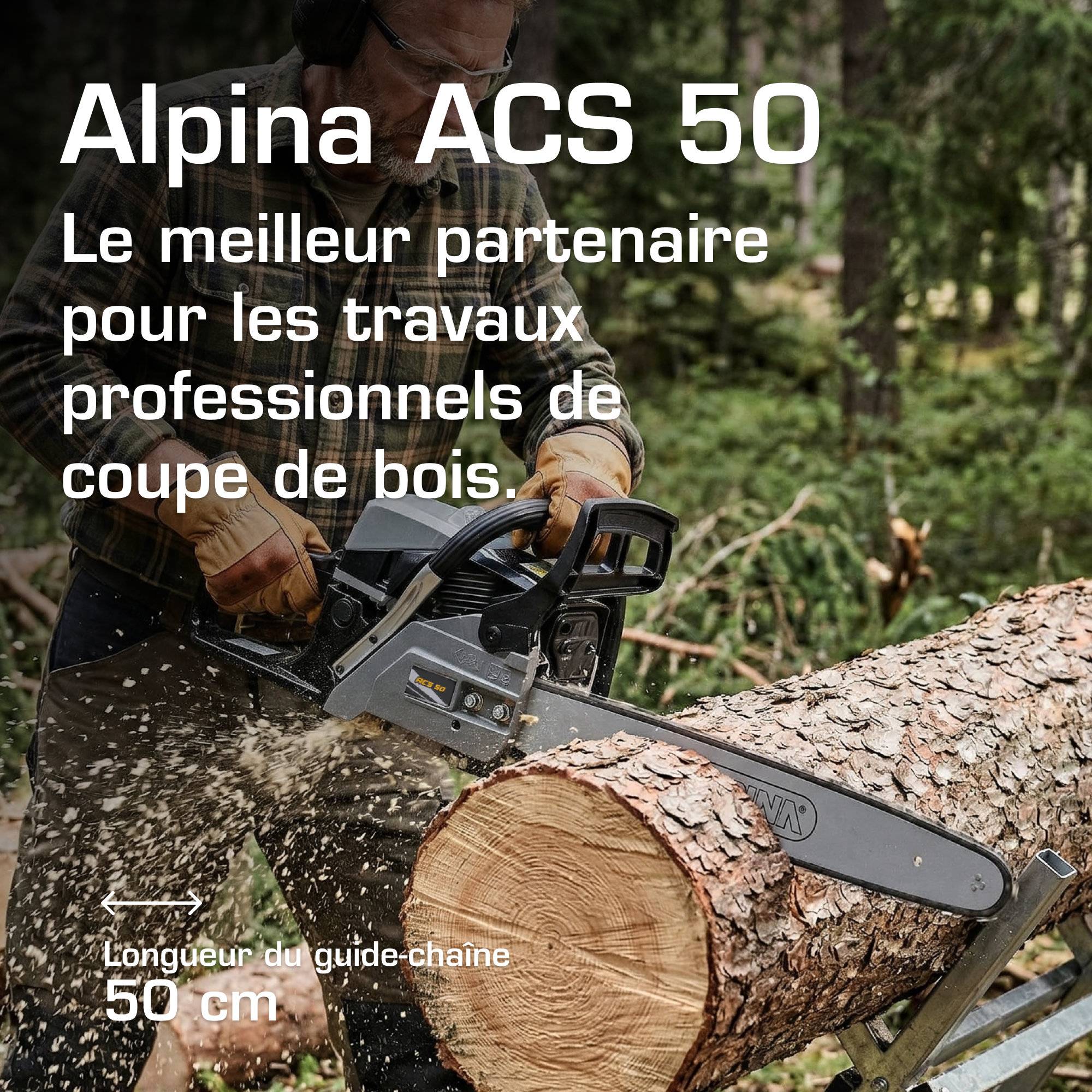 Alpina - Tronçonneuse ACS 50, moteur à essence 49,3cc, guide-chaîne 50cm, pompe à huile automatique, idéale pour professionnels - Alpina - Image 2