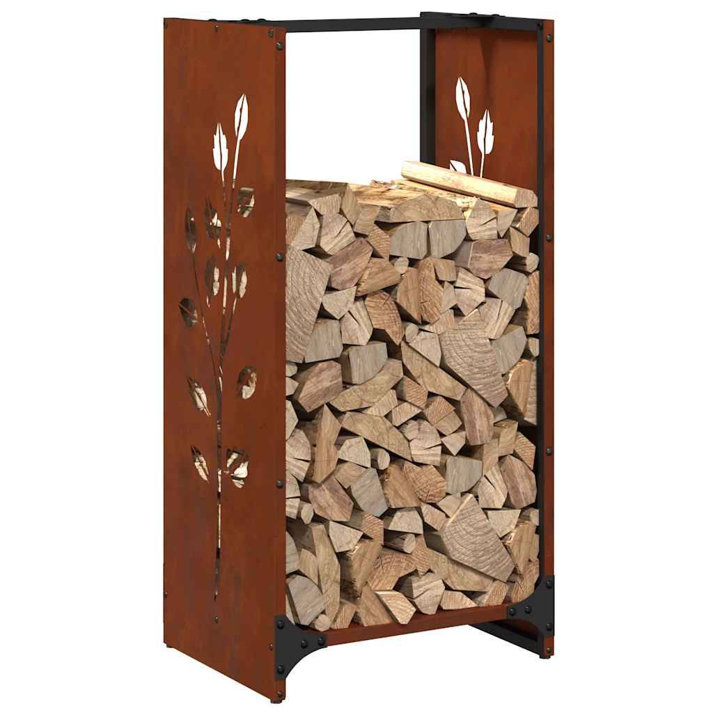 Range-bûches design en acier Corten Stockage intérieur extérieur 40x30x80 cm Argenté - ComfortXL Outdoor Living - Image 4