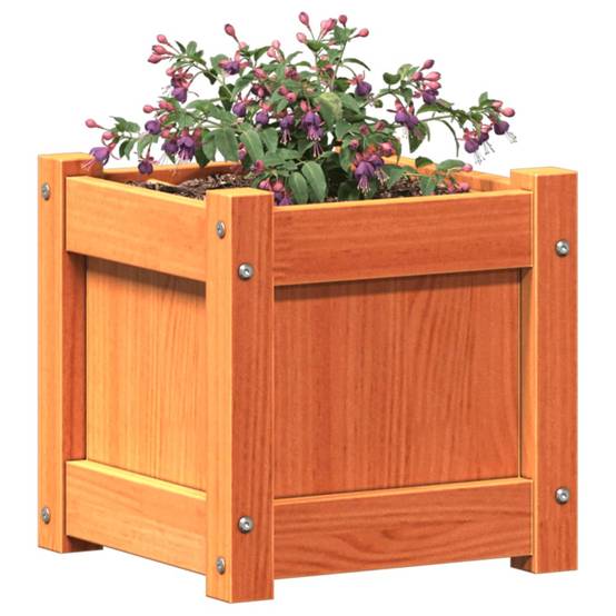 Jardinière | Pot de fleurs | Cache-pot | Bac à fleurs cire marron 31x31x31 cm bois de pin massif - Image 4