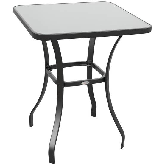 Sans Marque - Table jardin bistro verre trempé métal noire 68,5x68,5x84 cm - Image 1