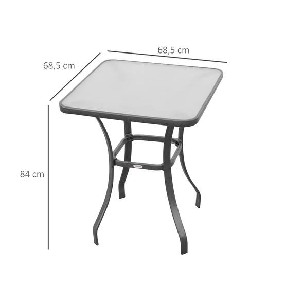 Sans Marque - Table jardin bistro verre trempé métal noire 68,5x68,5x84 cm - Image 4