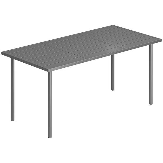 Table de jardin rectangulaire à lattes pour 6 personnes, cadre en acier solide, dimensions 165 x 80 cm - Image 1