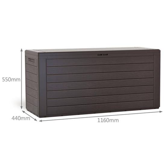 Vounot - Coffre de Rangement Exterieur 280L en PP 116x44x55CM Style Bois Marron - Image 5