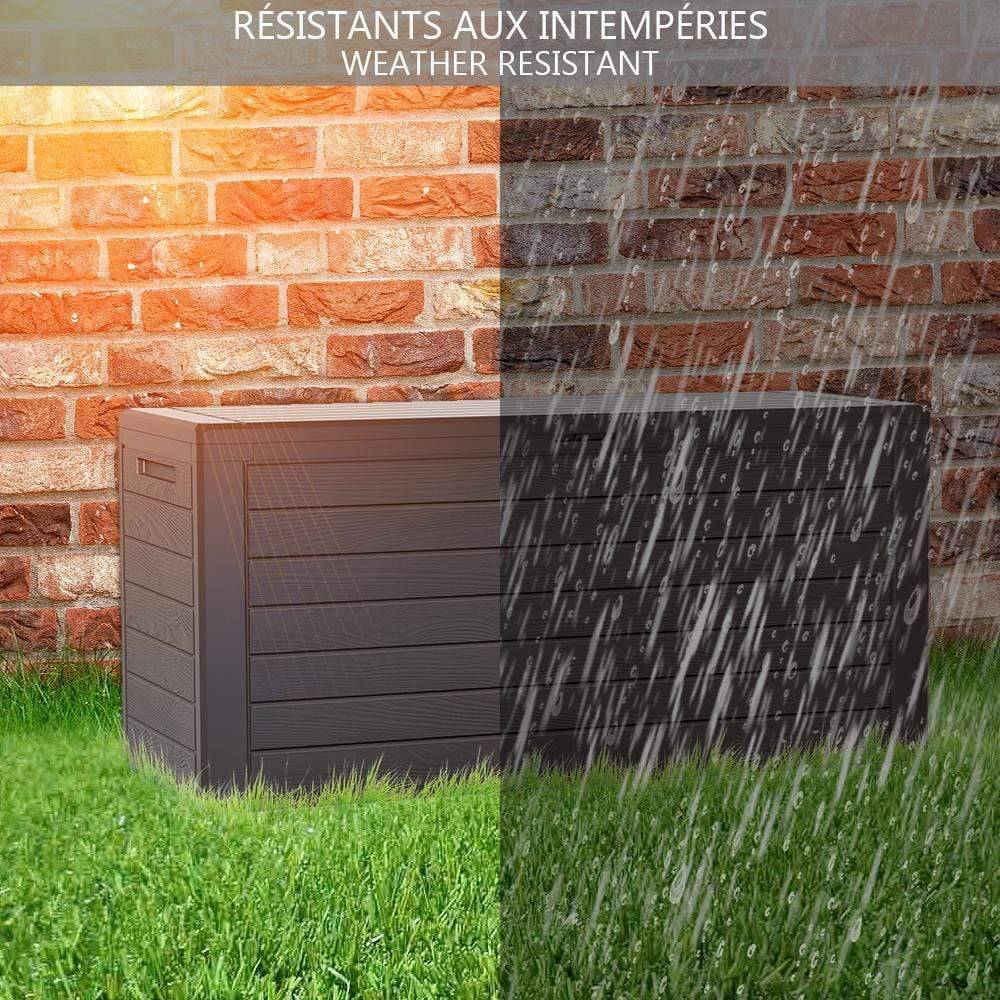 Vounot - Coffre de Rangement Exterieur 280L  en PP 116x44x55CM Style Bois Marron - Image 7