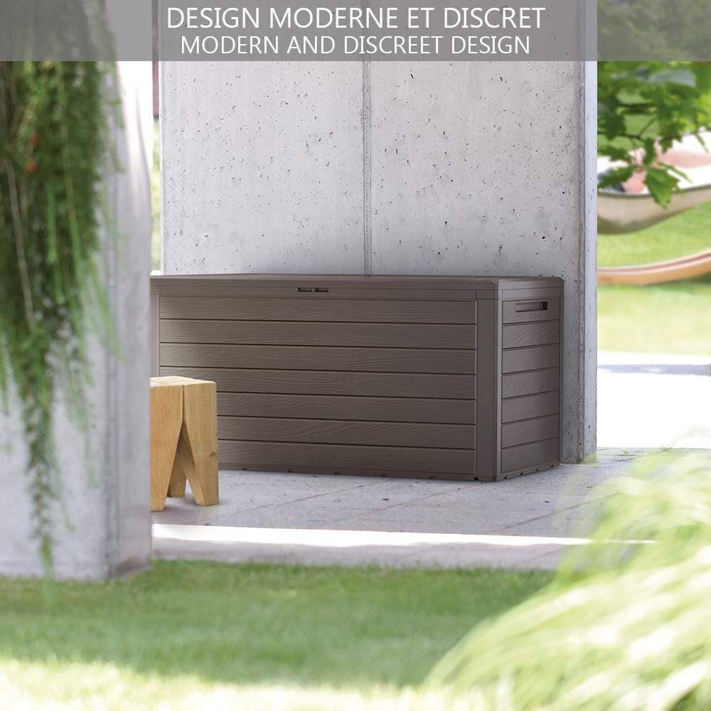 Vounot - Coffre de Rangement Exterieur 280L  en PP 116x44x55CM Style Bois Marron - Image 3