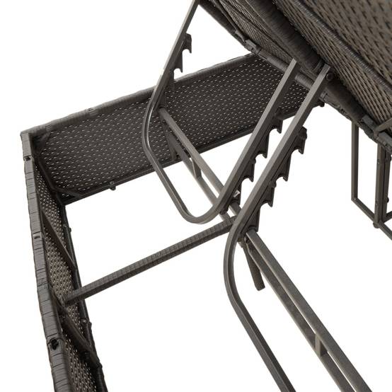 Chaise longue | Transat | Bain de soleil double et coussins et parasol noir résine tressée - Image 8