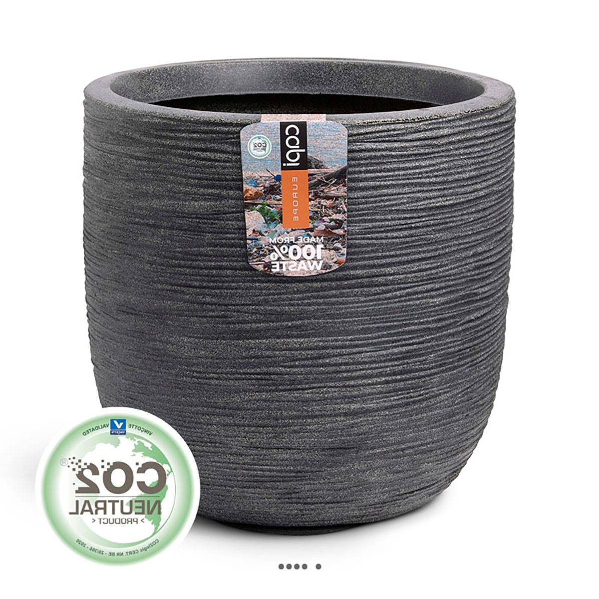 Artificielles - Pot eggpot élégant en matière synthétique recyclable H 34 cm D35 cm Gris anthracite - dimhaut: H 34 cm - couleur: Gris anthracite - Image 1