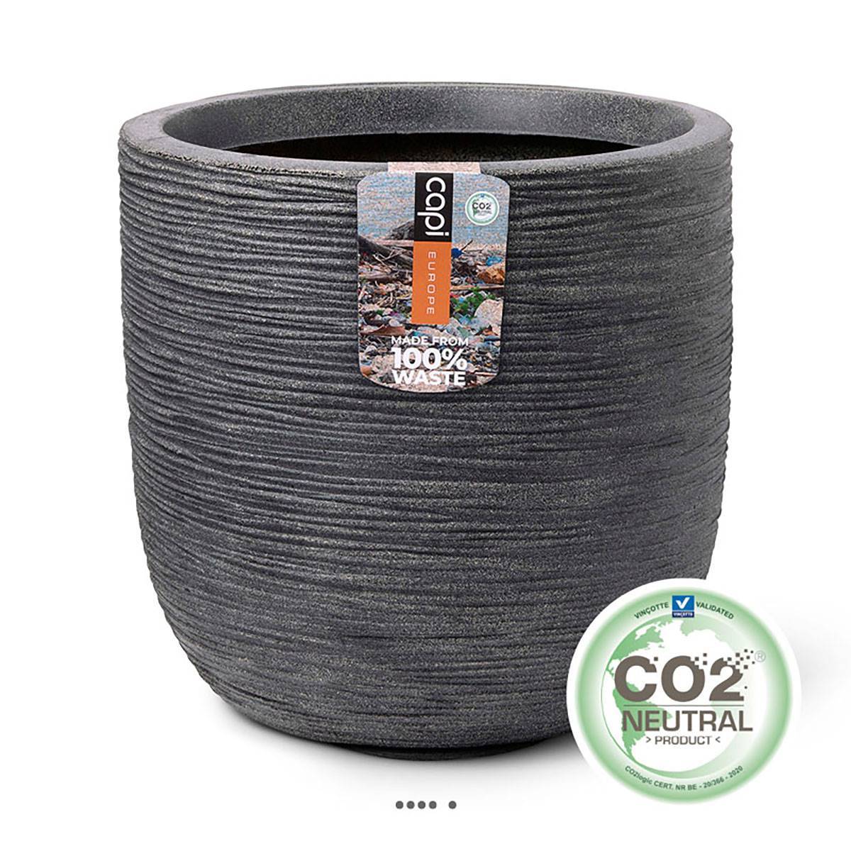 Artificielles - Pot eggpot élégant en matière synthétique recyclable H 34 cm D35 cm Gris anthracite - dimhaut: H 34 cm - couleur: Gris anthracite - Image 2