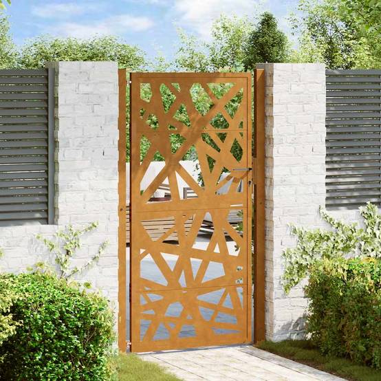 Grand Portail de Jardin Acier Corten Design Moderne pour Propriété Rouillé 105x205 cm – ComfortXL Outdoor Living - Image 1