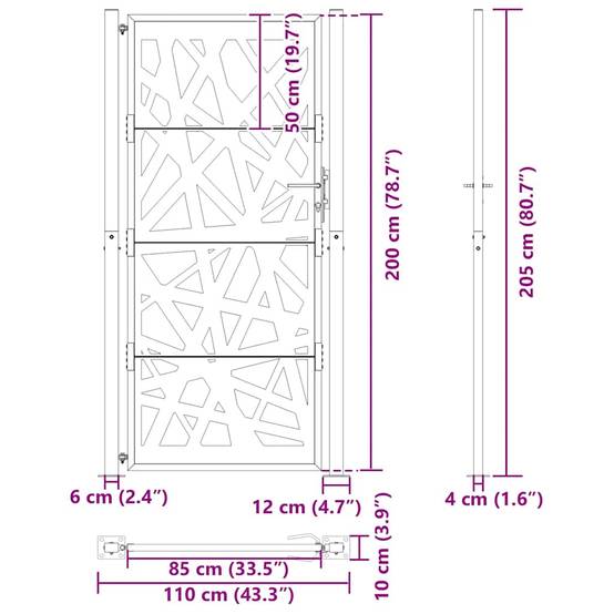 Grand Portail de Jardin Acier Corten Design Moderne pour Propriété Rouillé 105x205 cm – ComfortXL Outdoor Living - Image 6