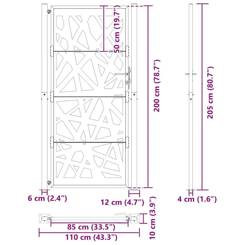 Grand Portail de Jardin Acier Corten Design Moderne pour Propriété Rouillé 105x205 cm – ComfortXL Outdoor Living - Image 6