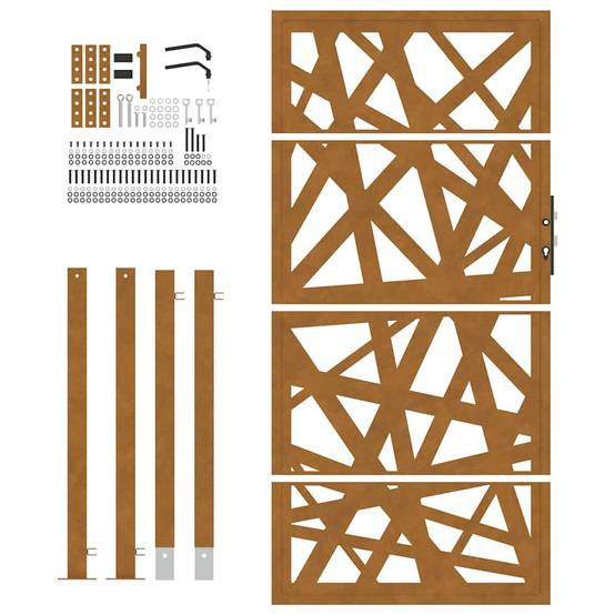 Grand Portail de Jardin Acier Corten Design Moderne pour Propriété Rouillé 105x205 cm – ComfortXL Outdoor Living - Image 5