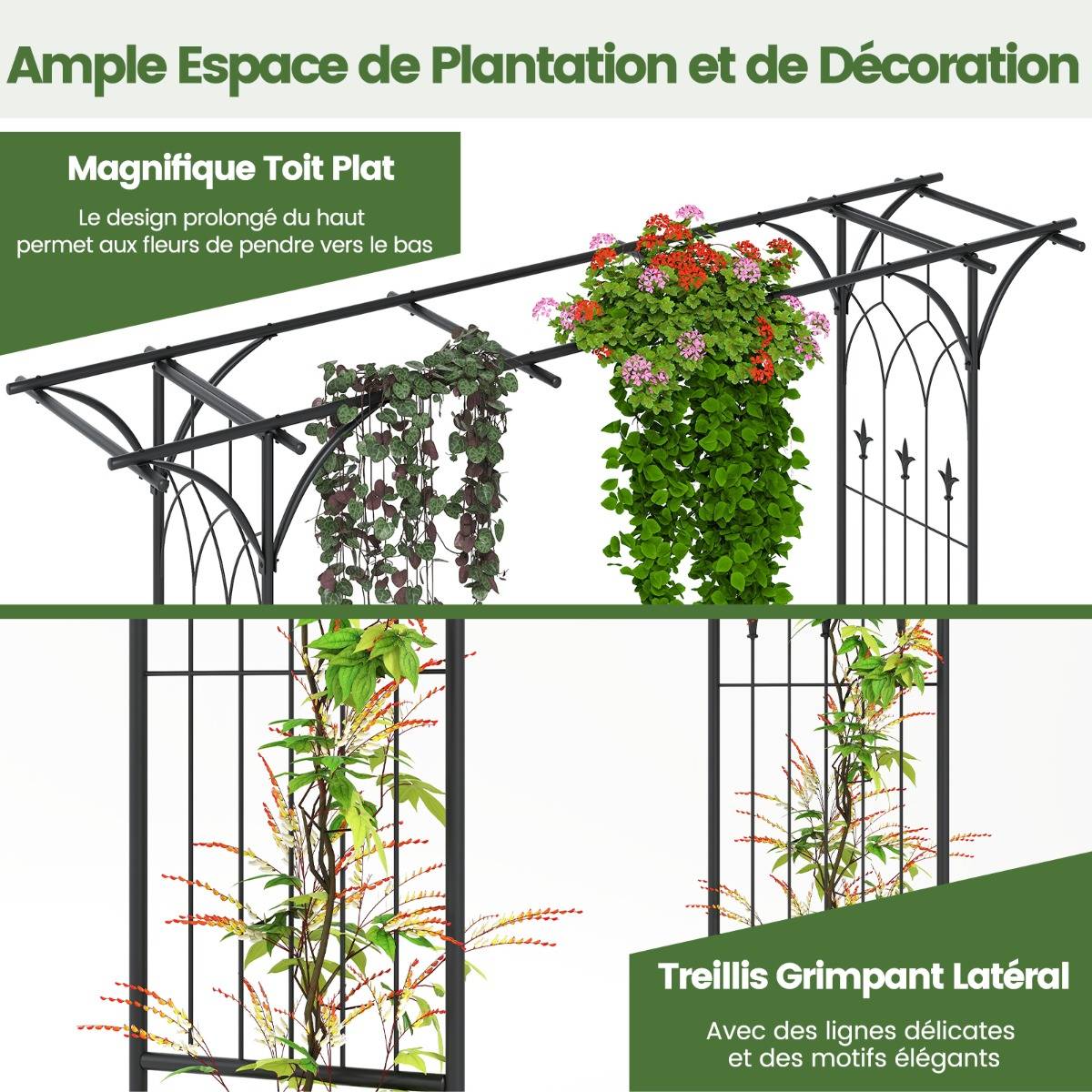 Maison Chic - Arche de Jardin Métal Arceau à Rosiers en Treillis Extérieur 205x52x206CM noir - Image 6