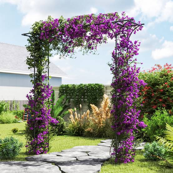 Maison Chic - Arche de Jardin Métal Arceau à Rosiers en Treillis Extérieur 205x52x206CM noir - Image 4