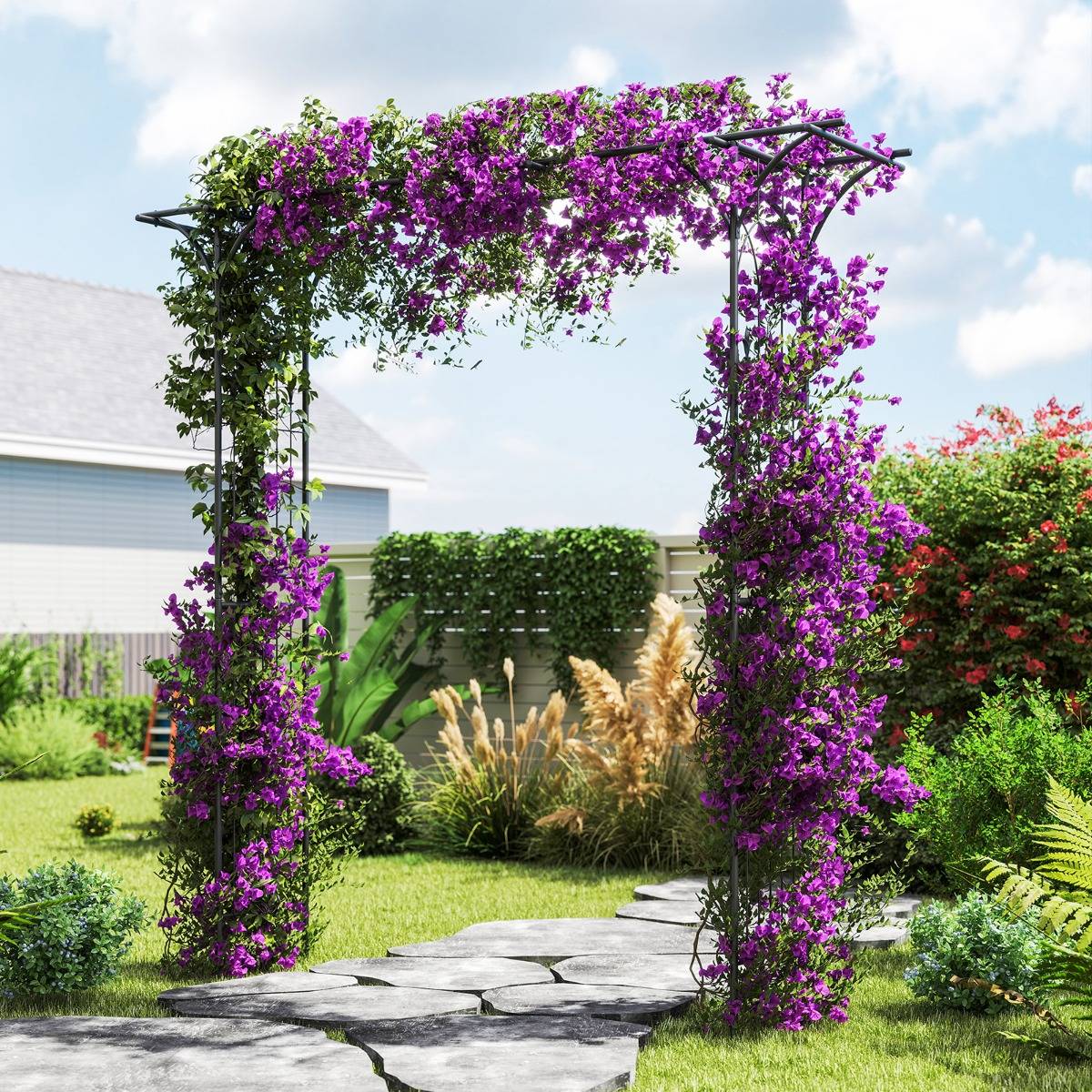 Maison Chic - Arche de Jardin Métal Arceau à Rosiers en Treillis Extérieur 205x52x206CM noir - Image 4