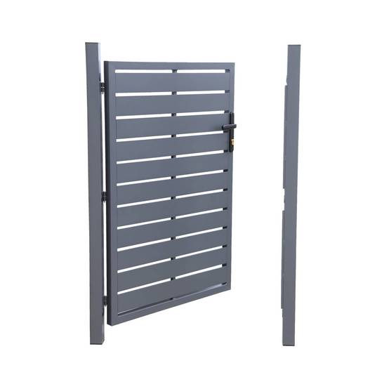 Portillon de jardin 100 x 146 cm en aluminium anthracite avec serrure et poignée. anthracite. traitement anti rouille. | sweeek - Image 3