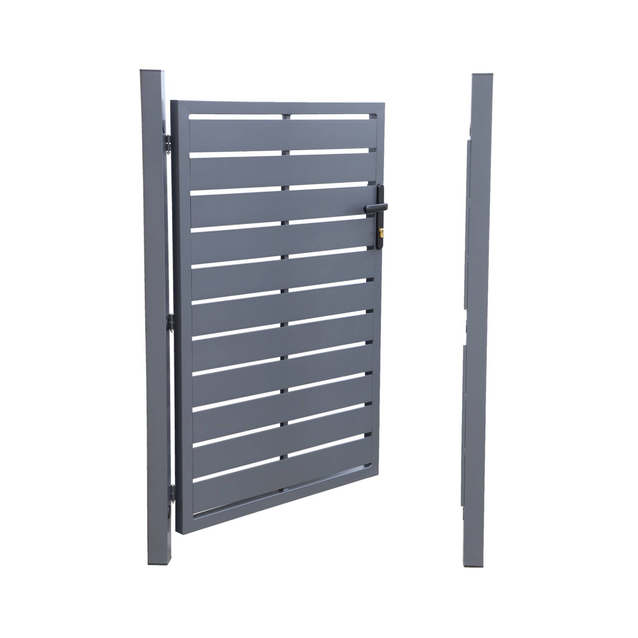 Portillon de jardin 100 x 146 cm en aluminium anthracite avec serrure et poignée. anthracite. traitement anti rouille. | sweeek - Image 3