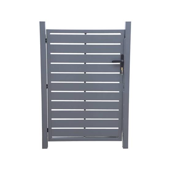 Portillon de jardin 100 x 146 cm en aluminium anthracite avec serrure et poignée. anthracite. traitement anti rouille. | sweeek - Image 1