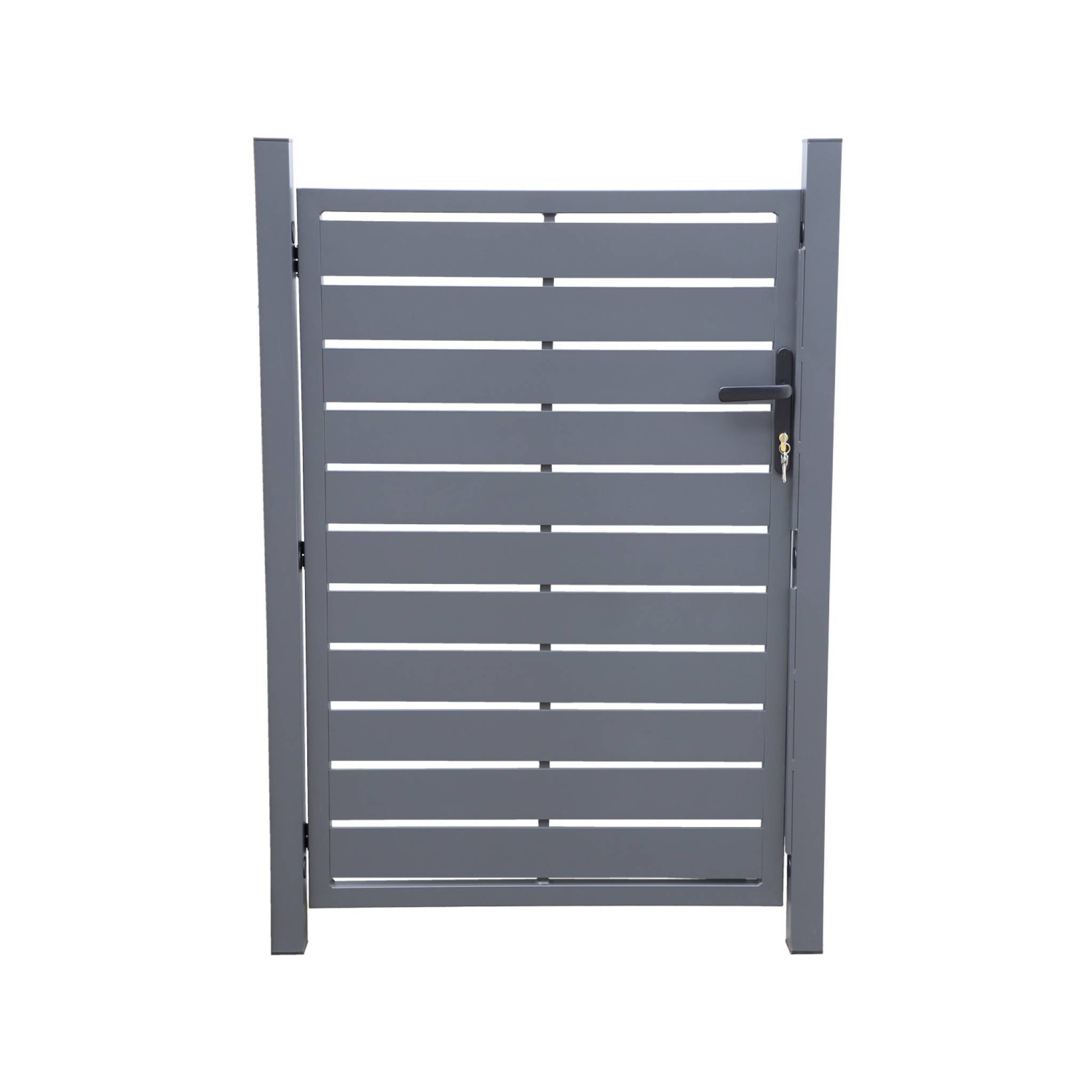 Portillon de jardin 100 x 146 cm en aluminium anthracite avec serrure et poignée. anthracite. traitement anti rouille. | sweeek - Image 1
