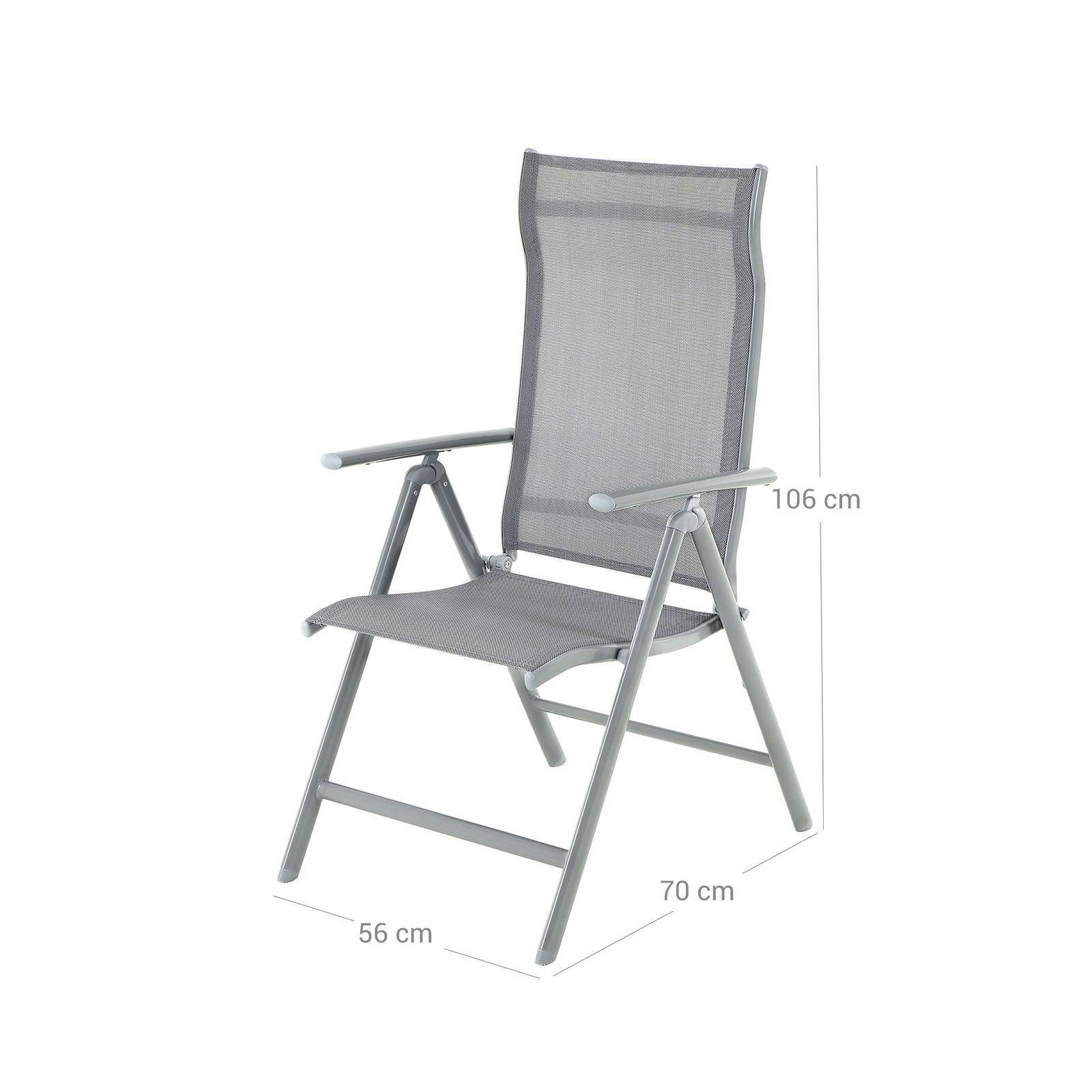 Helloshop26 - Chaise de jardin pliable siège d'extérieur cadre en aluminium robuste dossier réglable sur 8 positions charge 150 kg gris - Image 6