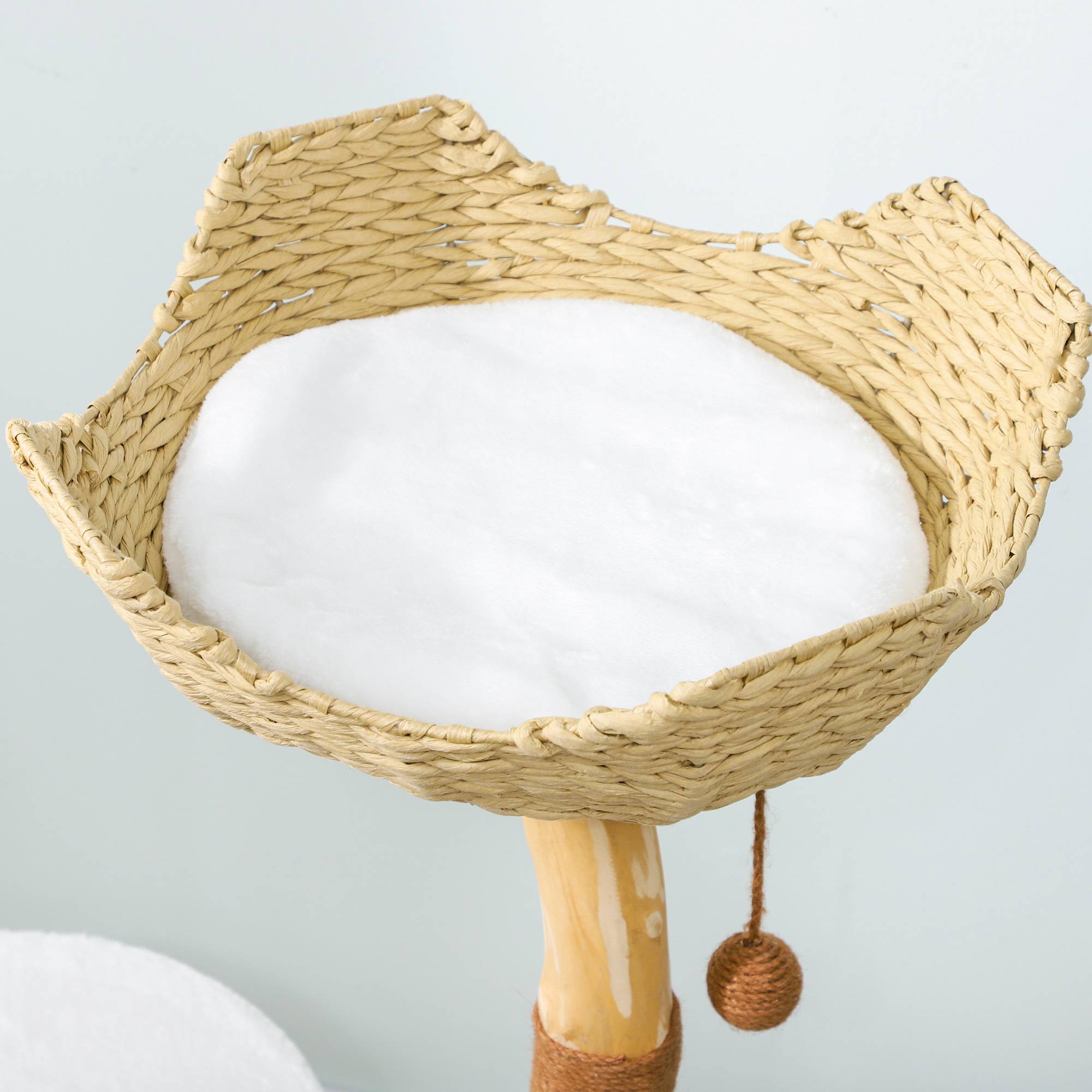 Arbre à chat bois et sisal blanc 55 x 45 x 102 cm - PANGIVO - Image 10