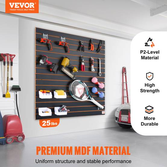 VEVOR Panneau lattes mural garage 121,9x60,96 cm, 2 pièces, portes-outils. - Image 2