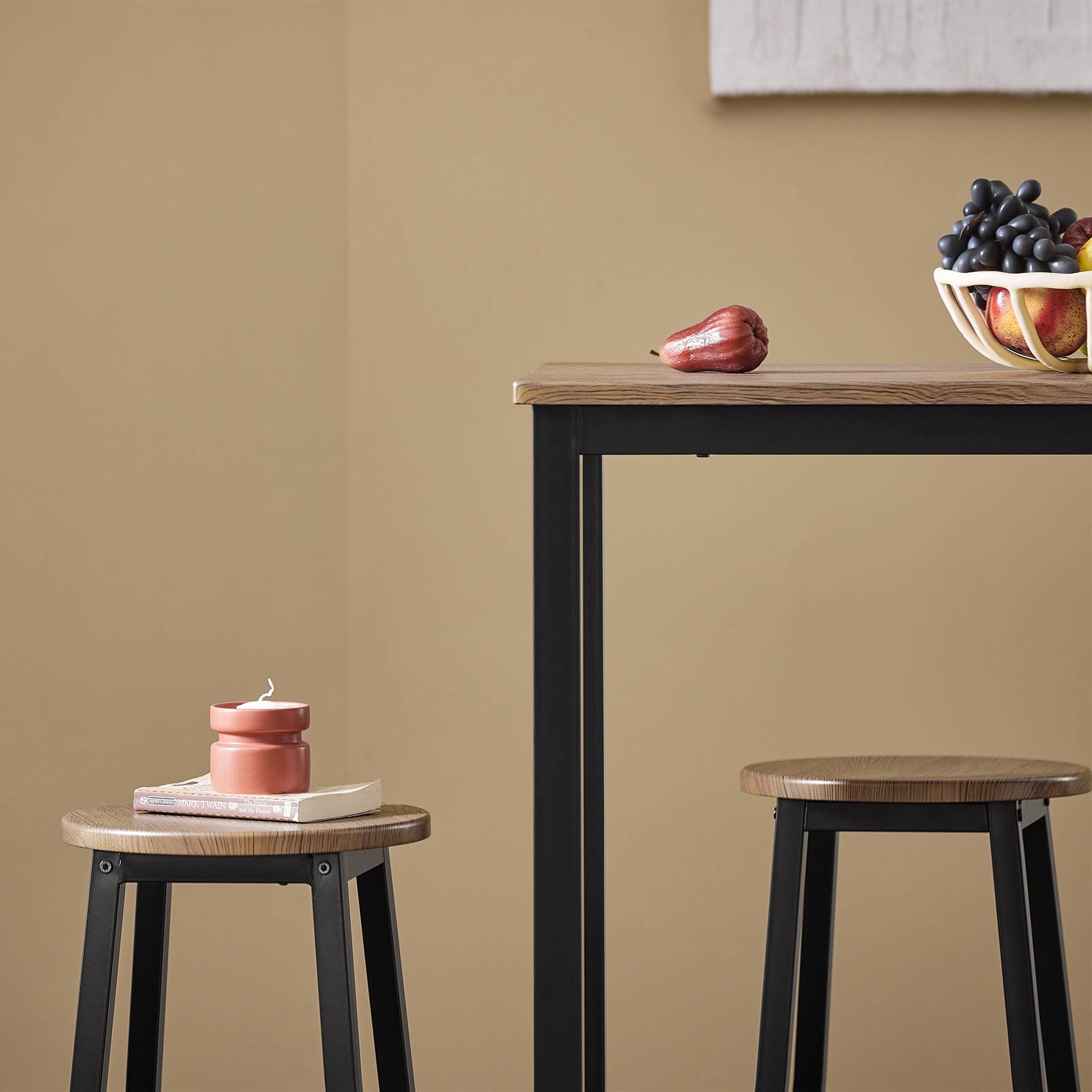 SoBuy Table et 4 Tabourets de Bar Bistrot Haute avec Plateau Mange-Debout pour Cuisine Salon Balcon Modèle OGT22-SCH - Image 4