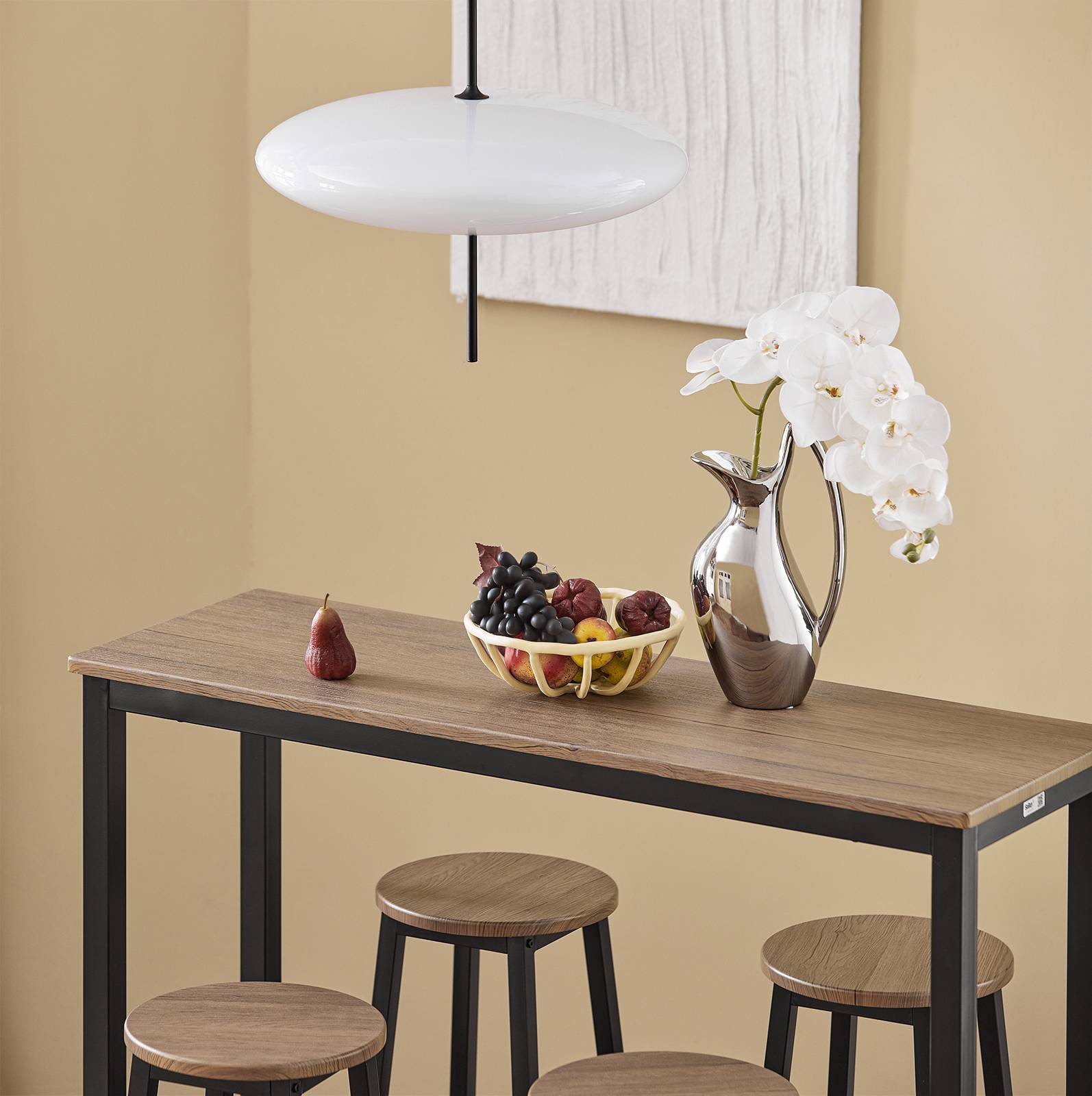 SoBuy Table et 4 Tabourets de Bar Bistrot Haute avec Plateau Mange-Debout pour Cuisine Salon Balcon Modèle OGT22-SCH - Image 7