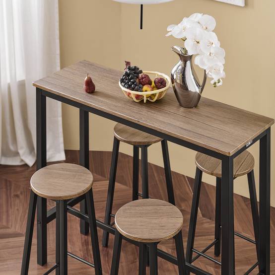 SoBuy Table et 4 Tabourets de Bar Bistrot Haute avec Plateau Mange-Debout pour Cuisine Salon Balcon Modèle OGT22-SCH - Image 9