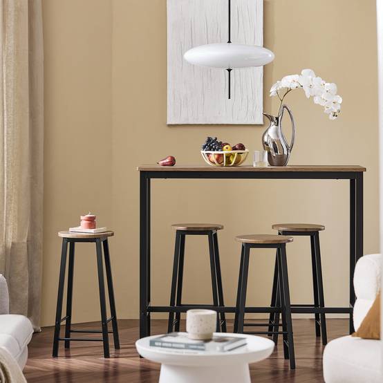 SoBuy Table et 4 Tabourets de Bar Bistrot Haute avec Plateau Mange-Debout pour Cuisine Salon Balcon Modèle OGT22-SCH - Image 2