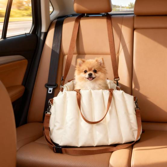 Sac de transport pour chien tissu Oxford blanc crème 50 x 30 x 31 cm - PANGIVO - Image 10